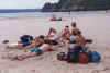 3 Cliffs, Dave Goodey & members on beach waiting to climb 1997.jpg (32224 bytes)